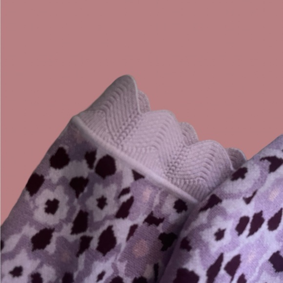 Kate Spade Pink & Burgundy Floral Knit Puff Sleeve Top – Size Large - Picture 3 of 5